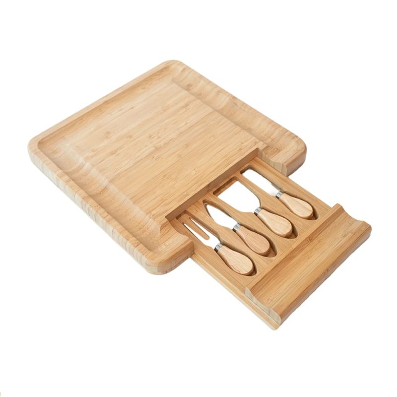  Rectangular Bamboo Serving Board Set With Leather Hanging Straps For Food Display