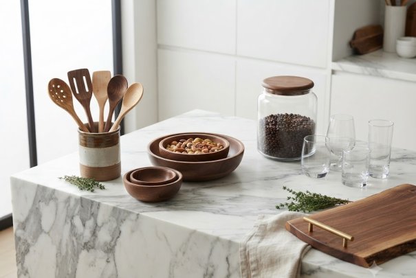Mix Marble, Wood & Glass: The Trifecta Materials to Build a Luxury Neutral Home Aesthetic