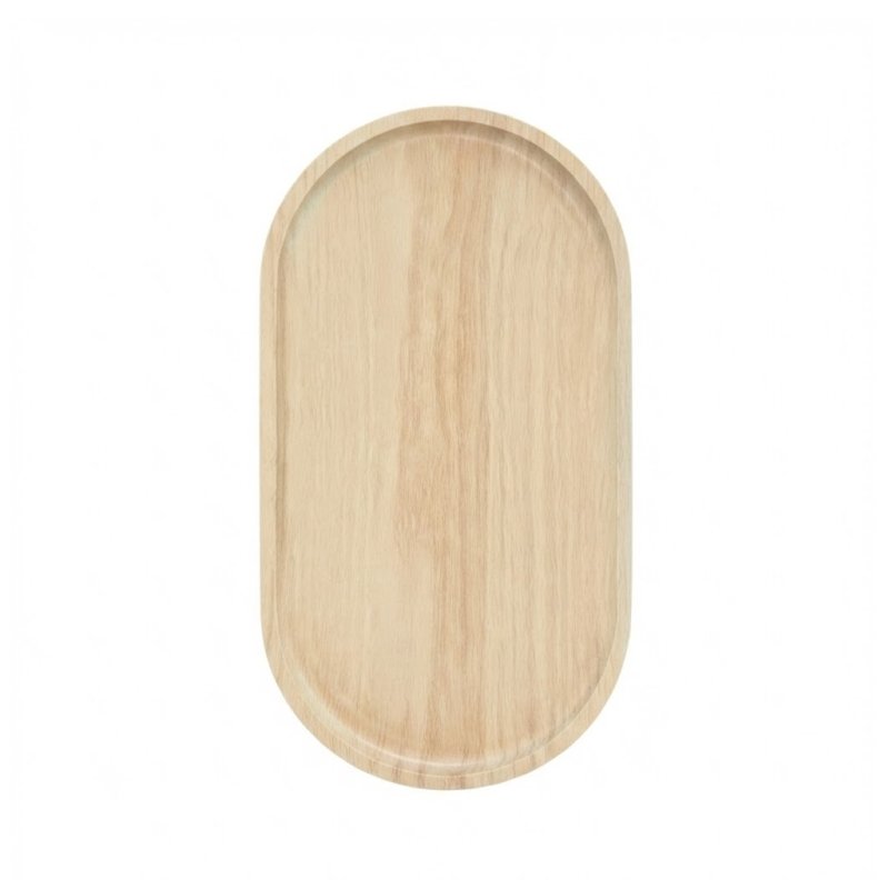  Light Oak Oval Wooden Serving Tray With Raised Edge