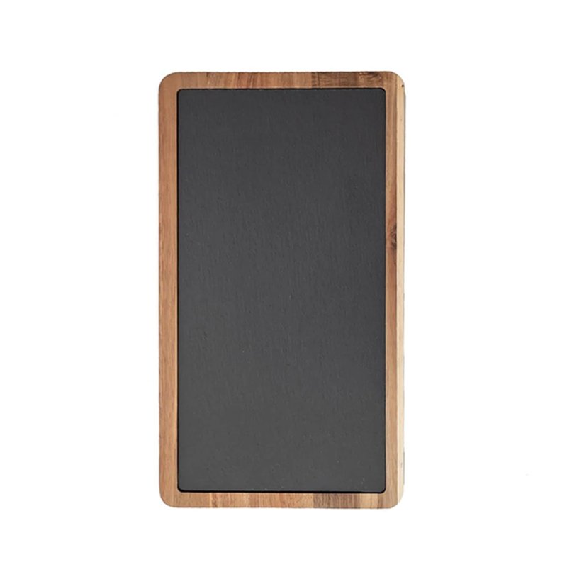 Rectangular Acacia Wood Framed Slate Serving Board For Charcuterie Cheese