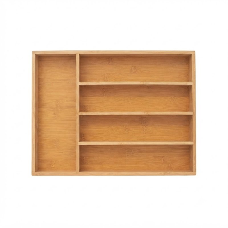 Multi-compartment Bamboo Desktop Organizer Storage Tray