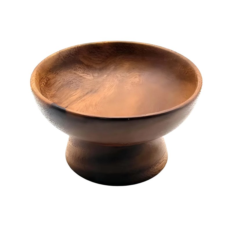 Elevated Round Acacia Wood Pedestal Bowl for Snack Fruit Decor Table Centerpiece Storage
