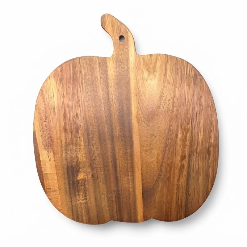 Acacia Wood Pumpkin Shaped Cutting Board with Hanging Stem Handle