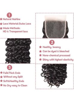 5x5 Lace Human Hair Closure Virgin Hair Water Wave