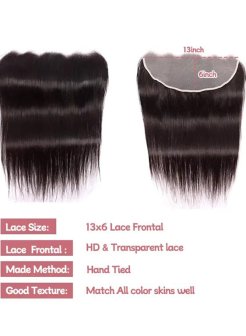 13x6 Lace Frontal Straight Human Hair Natural Black 4 Extra Lace Area