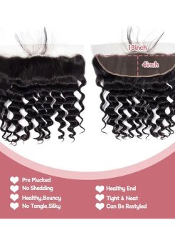 HD Transparent 13x4 Lace Frontal Straight Human Hair Loose Deep Wave