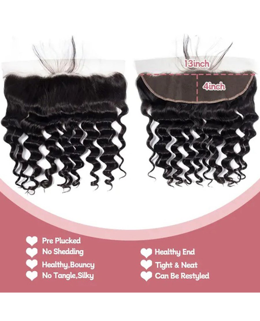 HD Transparent 13x4 Lace Frontal Straight Human Hair Loose Deep Wave