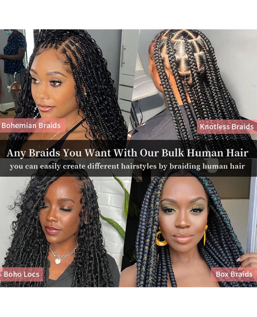 Boho Braids Deep Wave Human Hair Bulk Color 30#