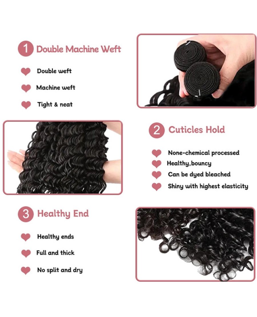 12A deep curly virgin 100% human hair bundles