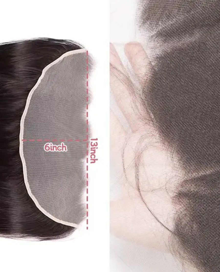 13x6 Lace Frontal Straight Human Hair Natural Black 4 Extra Lace Area