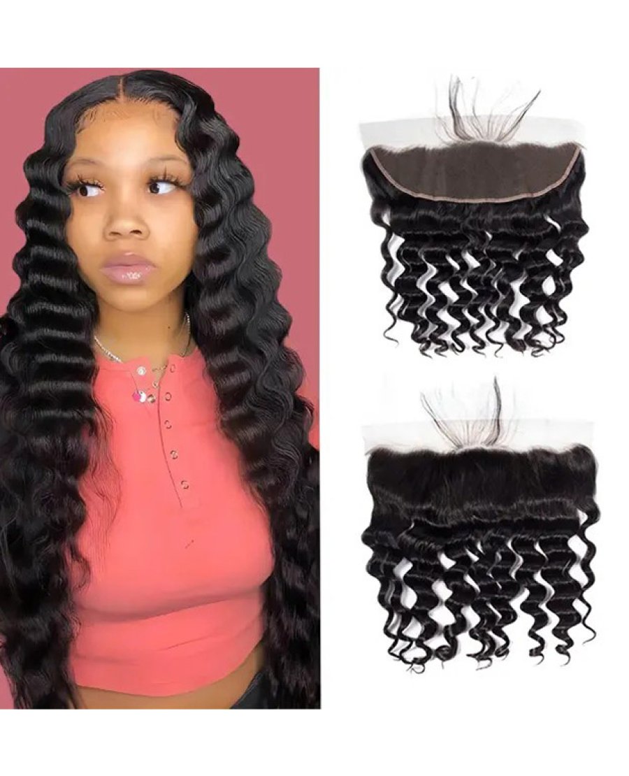 HD Transparent 13x4 Lace Frontal Straight Human Hair Loose Deep Wave