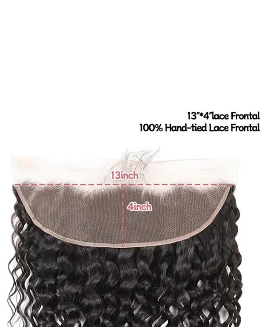 Human Hair Water Wave 13x4 Lace Frontal Pre Plucked Hairline Bleached Knots