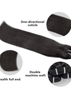 Straight virgin cuticle aligned 100% human hair bundles