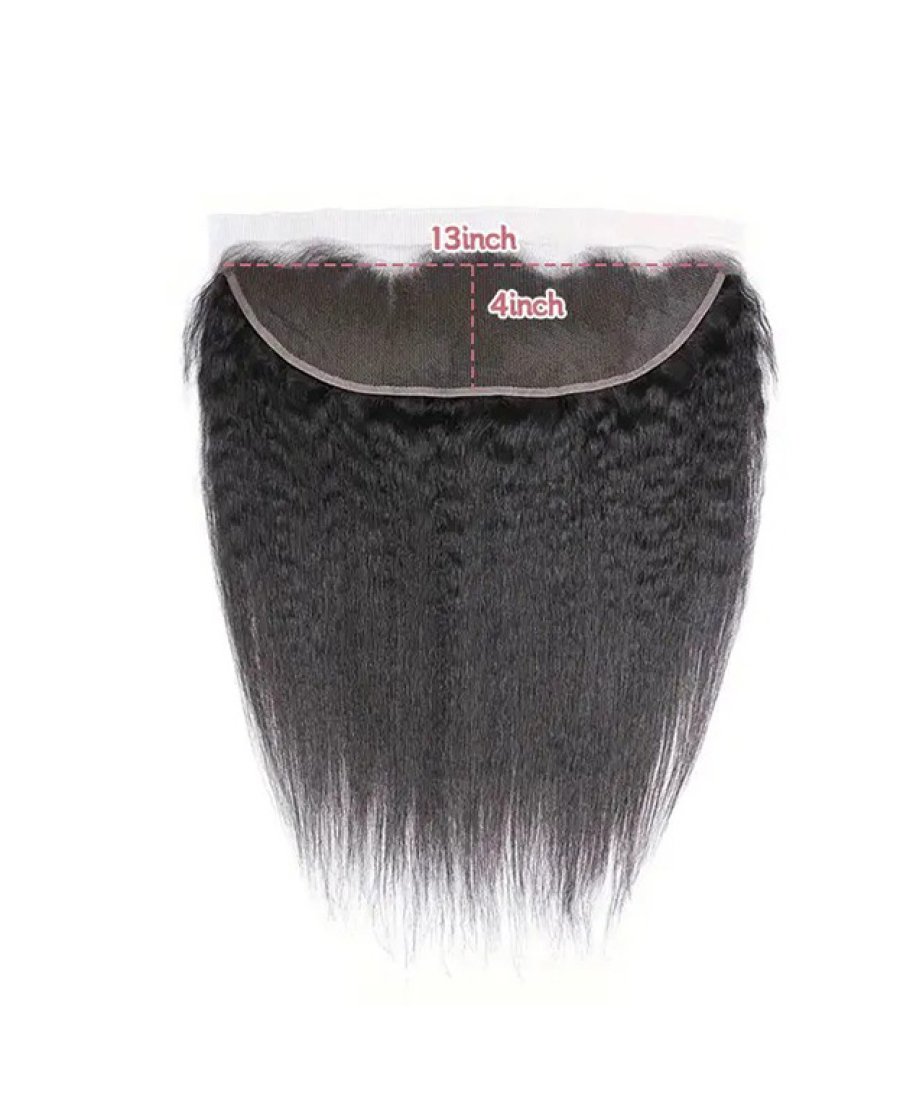 13x4 Lace Frontal Human Hair Bleached Knots Kinky Straight