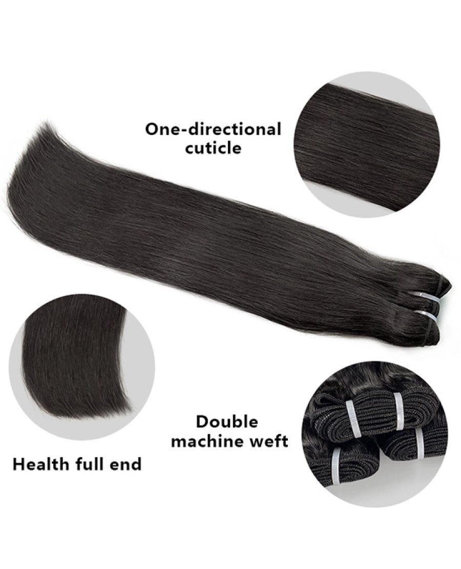 12A straight virgin 100% Unprocessed cuticle aligned human hair bundles