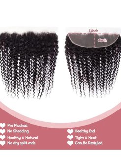13x4 Lace Frontal Human Hair Pre Plucked Bleached Knots Deep Curly