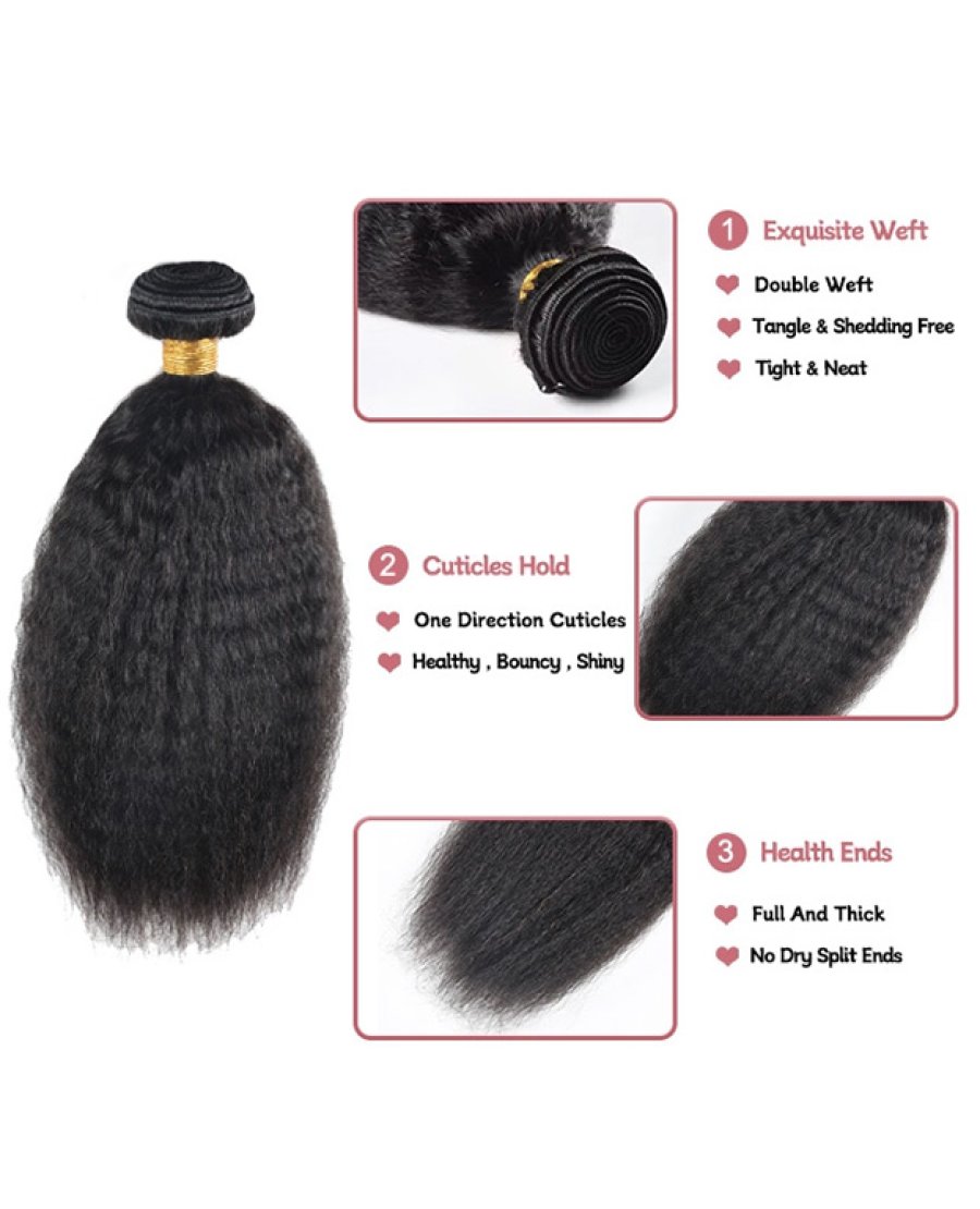 kinky straight virgin 100% human hair bundles