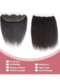 13x4 Lace Frontal Human Hair Bleached Knots Kinky Straight