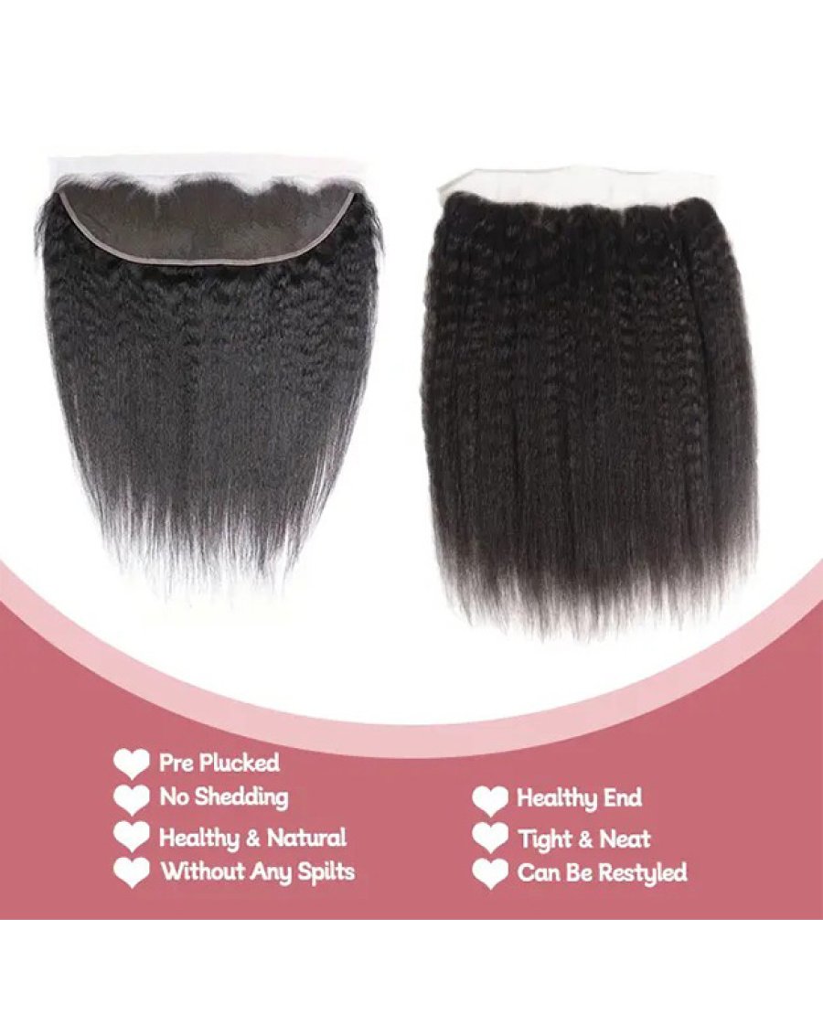 13x4 Lace Frontal Human Hair Bleached Knots Kinky Straight