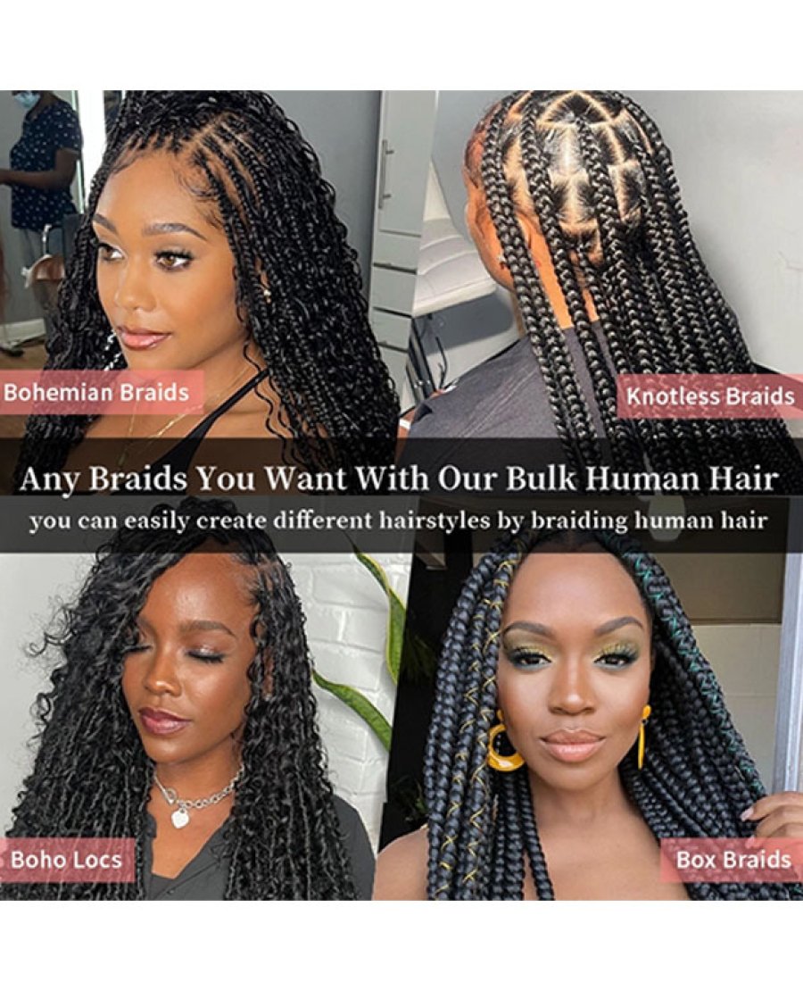 Color 4# Deep Wave Bulk Hair For Boho Styles Braiding
