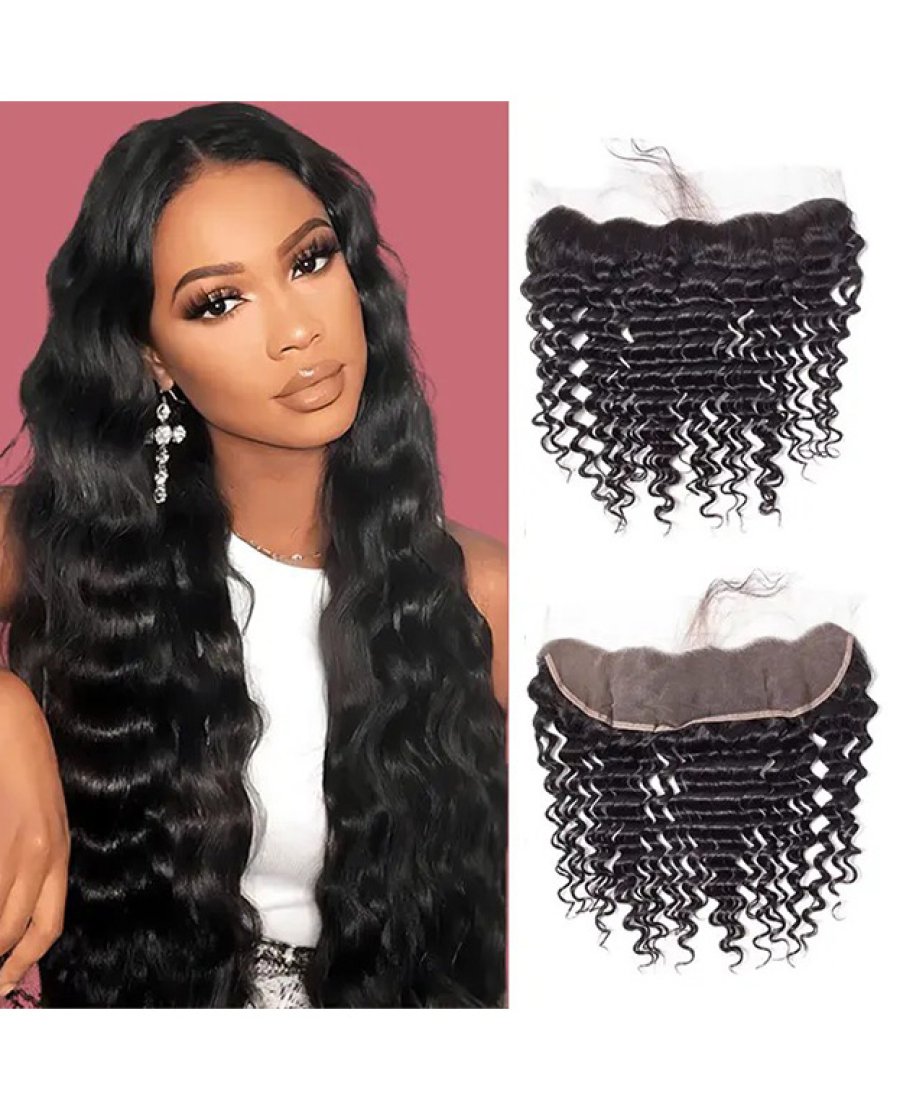 Brazilian Virgin 13x4 HD Lace Frontal Transparent Deep Wave