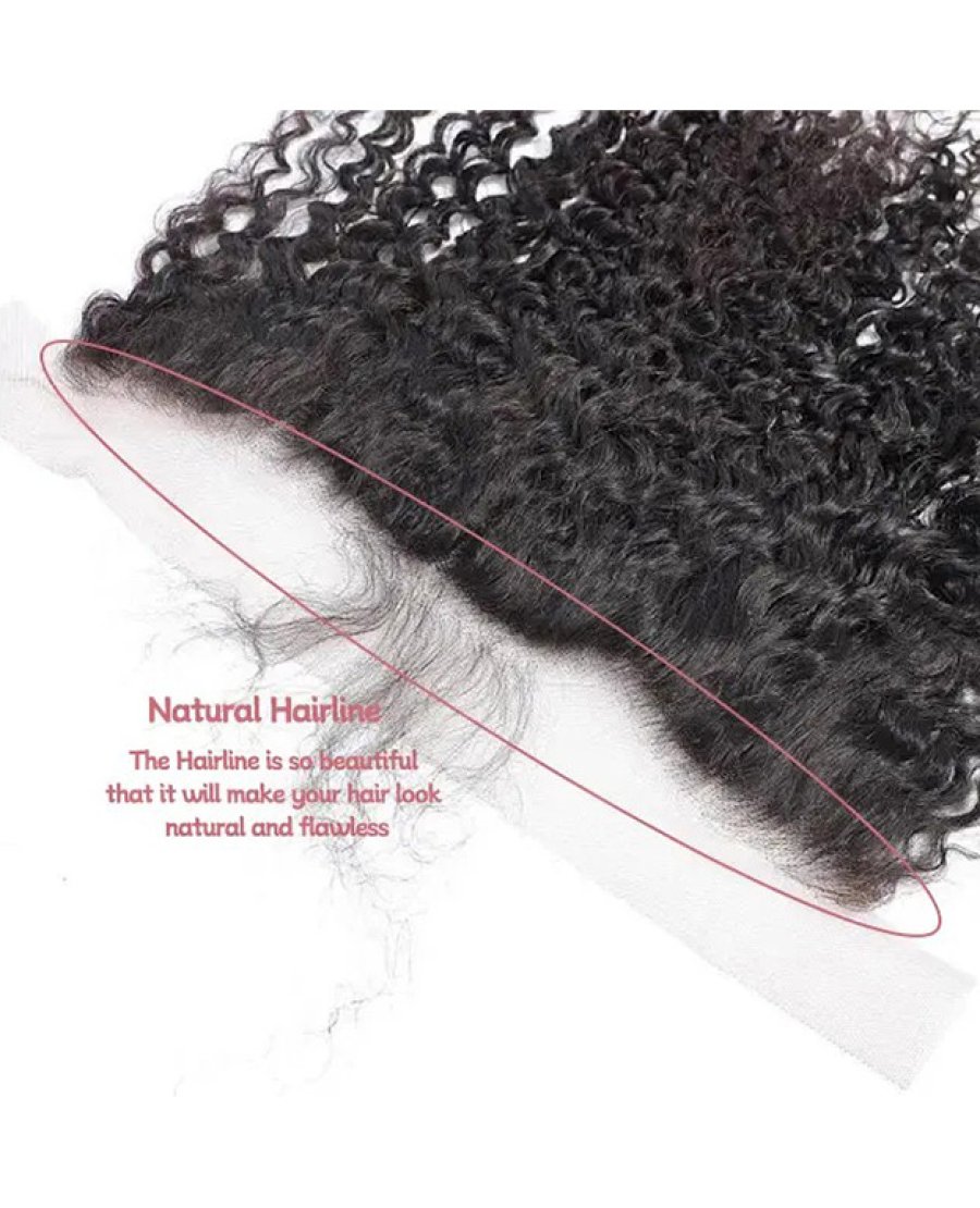 13x4 Lace Frontal Human Hair Pre Plucked Bleached Knots Deep Curly