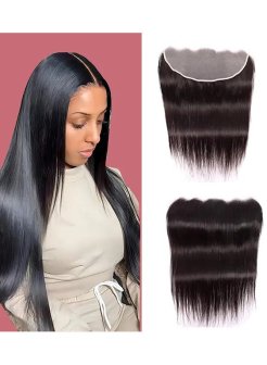 13x6 Lace Frontal Straight Human Hair Natural Black 4 Extra Lace Area