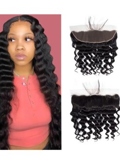 HD Transparent 13x4 Lace Frontal Straight Human Hair Loose Deep Wave