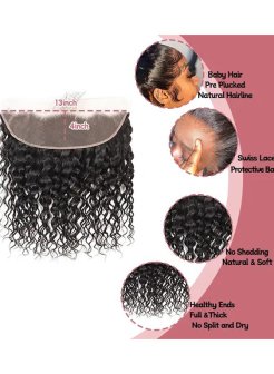 Human Hair Water Wave 13x4 Lace Frontal Pre Plucked Hairline Bleached Knots