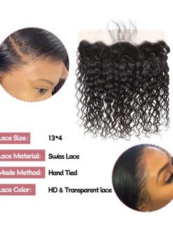 Human Hair Water Wave 13x4 Lace Frontal Pre Plucked Hairline Bleached Knots