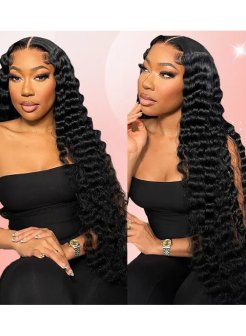 HD Transparent 13x4 Lace Frontal Straight Human Hair Loose Deep Wave