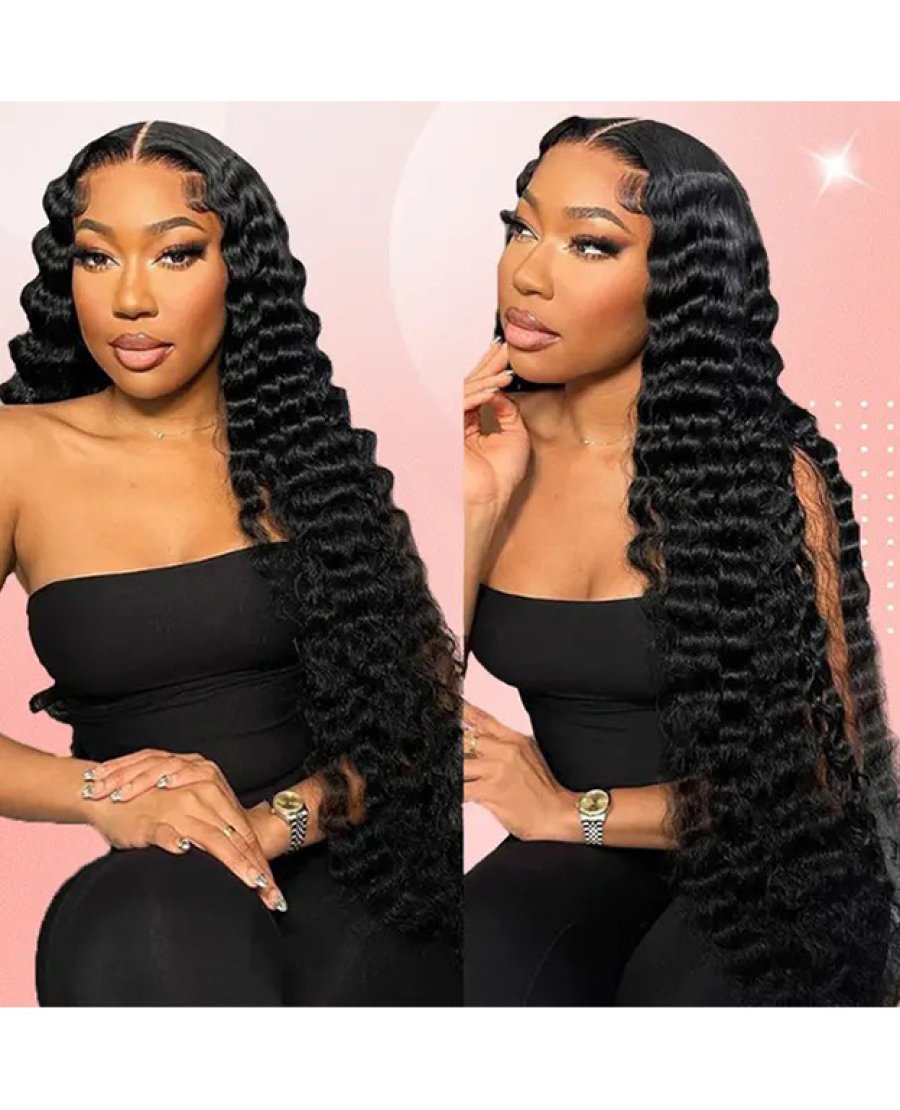 HD Transparent 13x4 Lace Frontal Straight Human Hair Loose Deep Wave