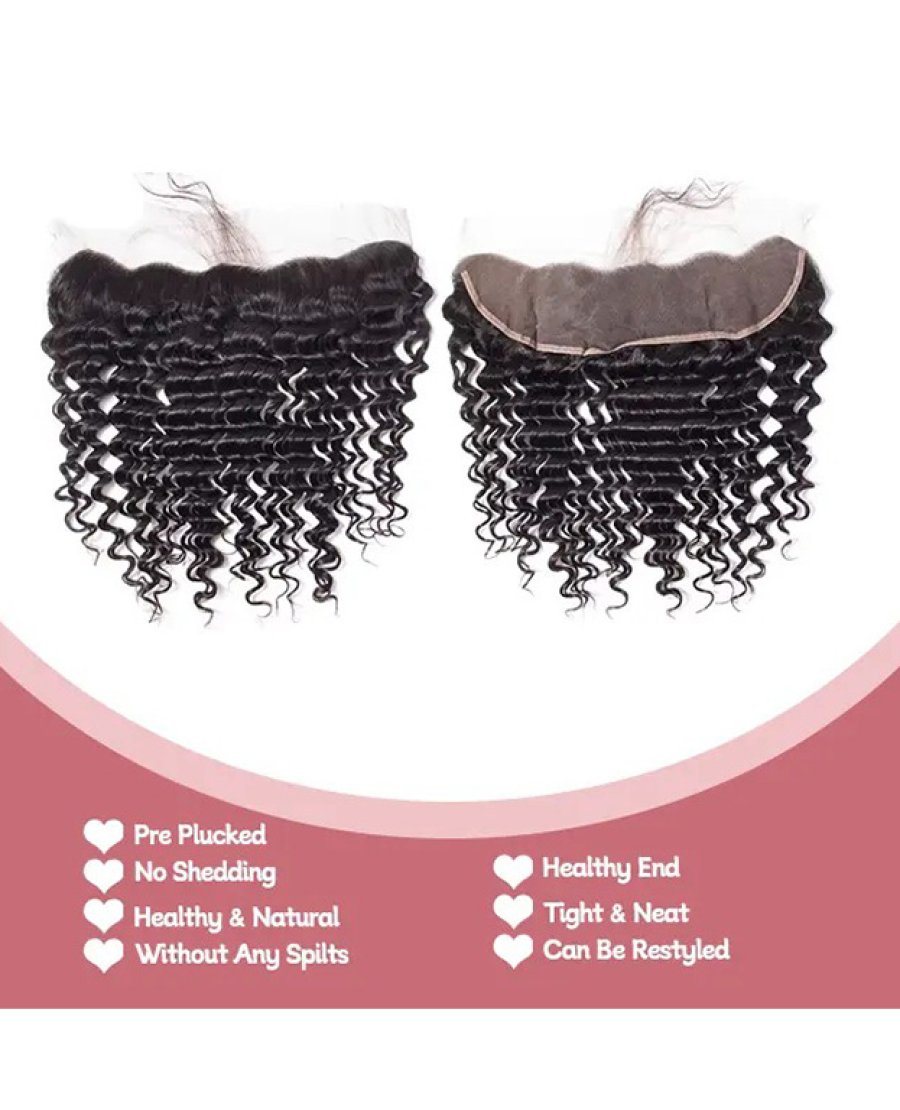Brazilian Virgin 13x4 HD Lace Frontal Transparent Deep Wave