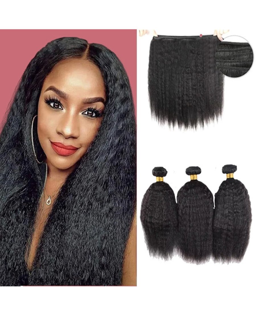 kinky straight virgin 100% human hair bundles