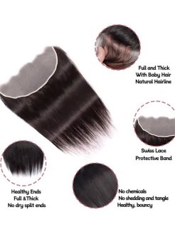 13x6 Lace Frontal Straight Human Hair Natural Black 4 Extra Lace Area