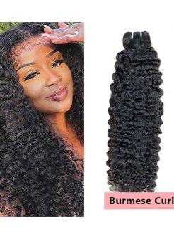 12A double drawn burmese curly virgin 100% human hair bundles