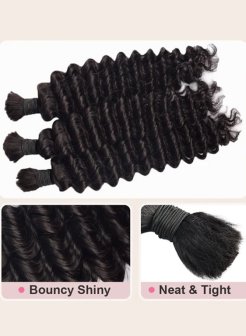 12A Mink Hair Deep Wave Bulk Knotless Boho Braiding Hair