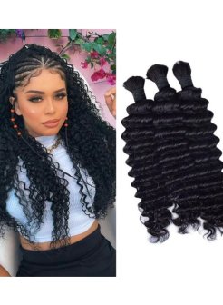 12A Mink Hair Deep Wave Bulk Knotless Boho Braiding Hair