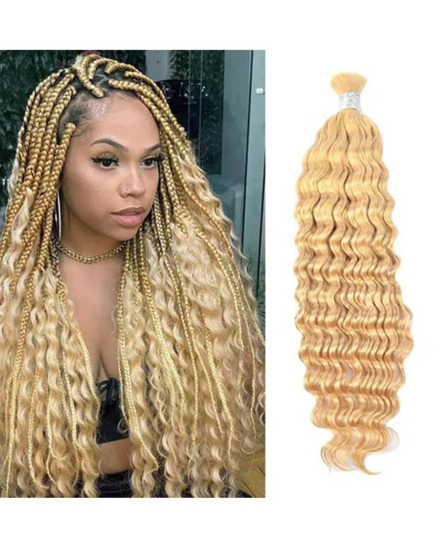 613 Blonde Deep Wave Bulk Hair For Boho Styles Braiding