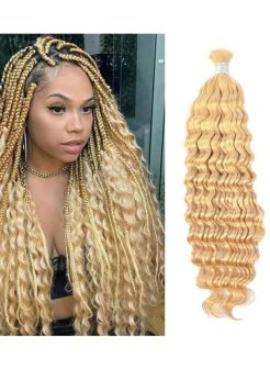 613 Blonde Deep Wave Bulk Hair For Boho Styles Braiding