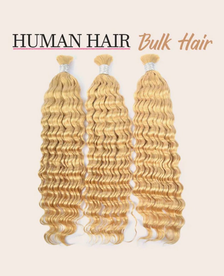 613 Blonde Deep Wave Bulk Hair For Boho Styles Braiding