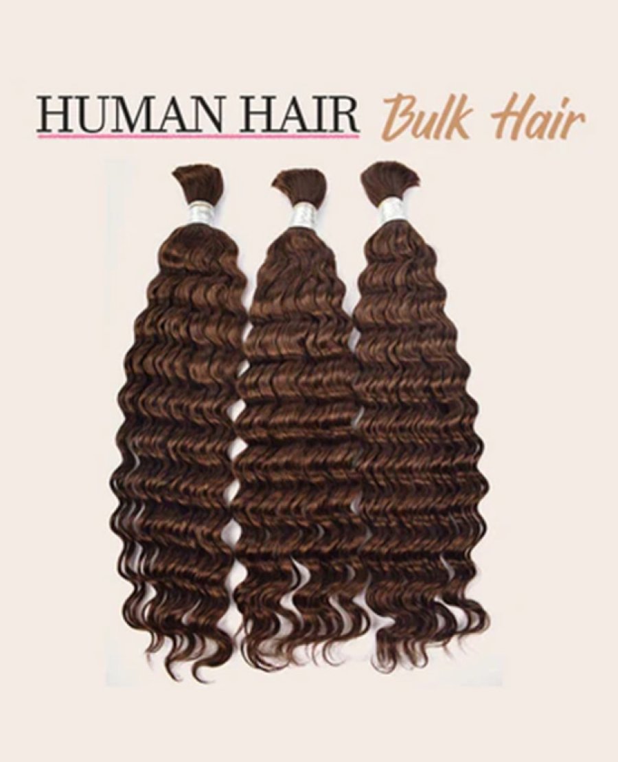 Color 4# Deep Wave Bulk Hair For Boho Styles Braiding