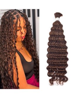 Color 4# Deep Wave Bulk Hair For Boho Styles Braiding