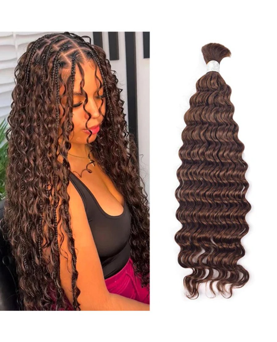 Color 4# Deep Wave Bulk Hair For Boho Styles Braiding