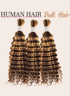 Color 427 Deep Wave Bulk Hair Knotless Boho Braids Human Hair Mix Color