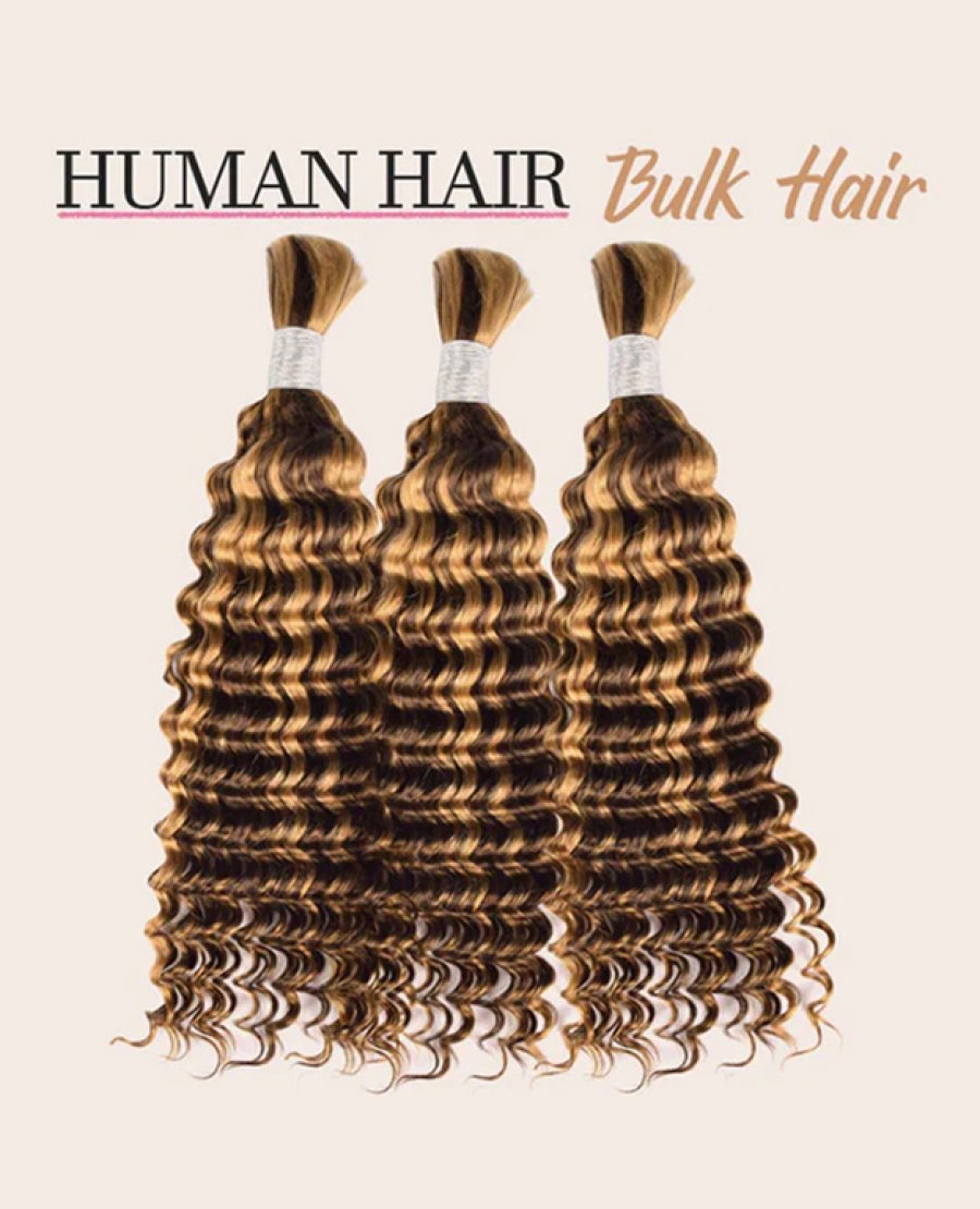 Color 427 Deep Wave Bulk Hair Knotless Boho Braids Human Hair Mix Color