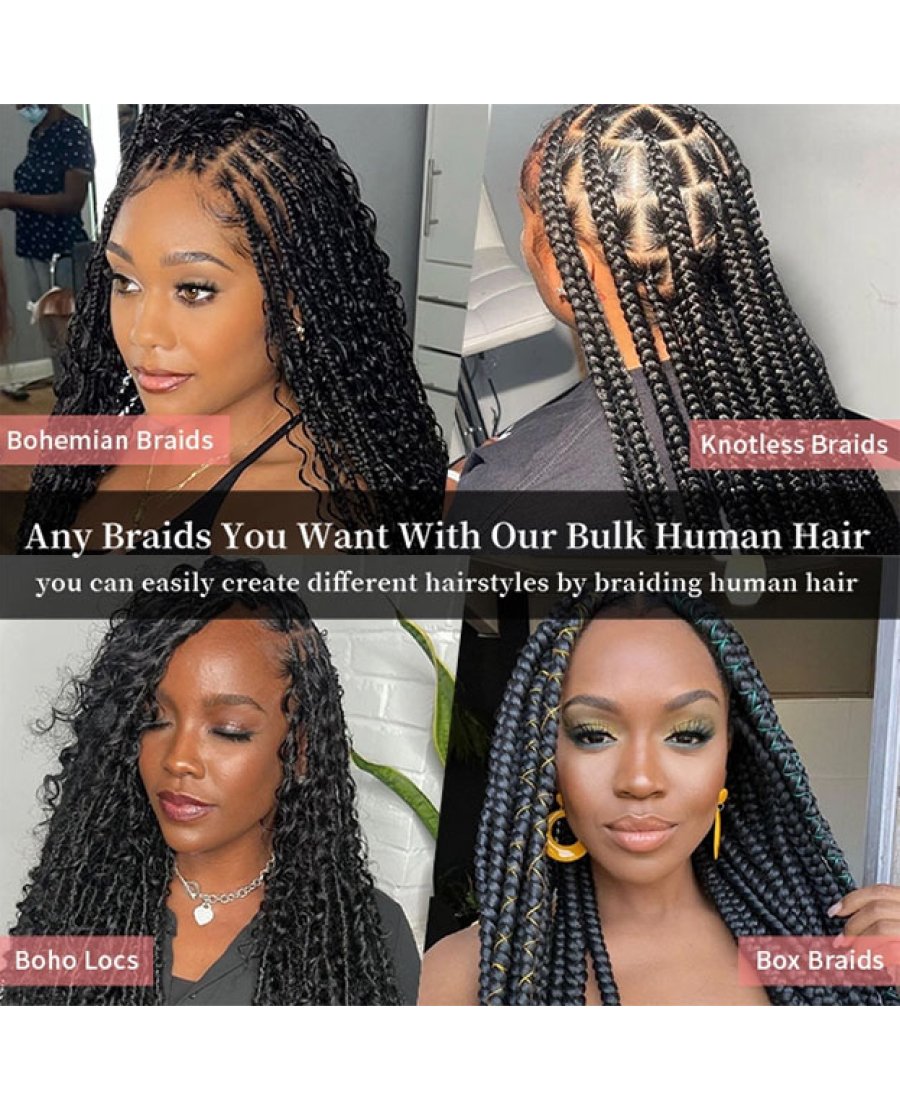 Red Hair Deep Wave Bulk Hair For Boho Styles Braiding