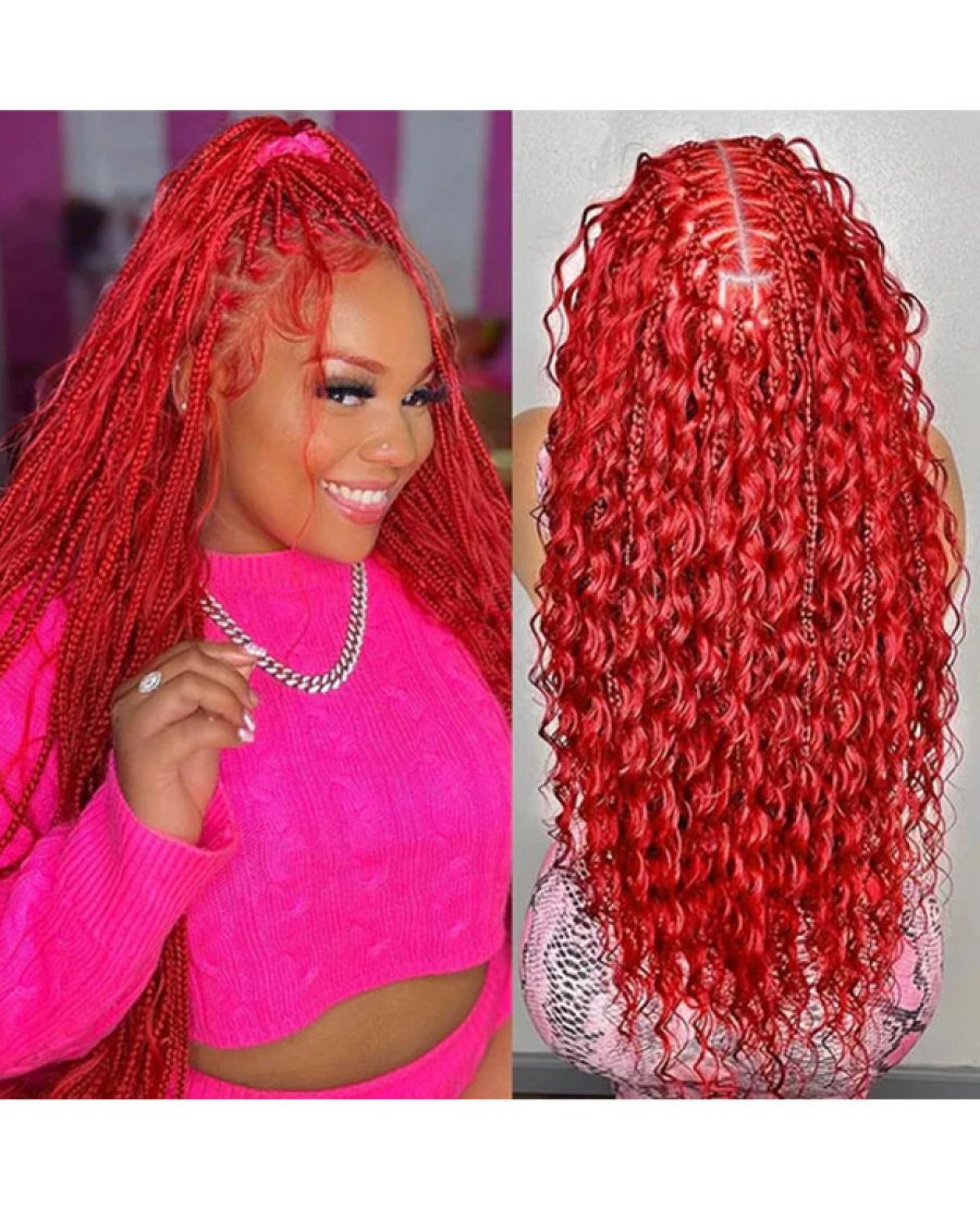 Red Hair Deep Wave Bulk Hair For Boho Styles Braiding
