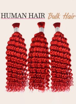 Red Hair Deep Wave Bulk Hair For Boho Styles Braiding