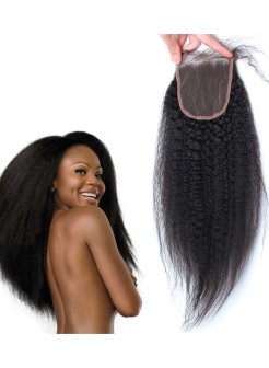 4x4 Closure Pre Plucked Baby Hair Kinky Straight Human Hair